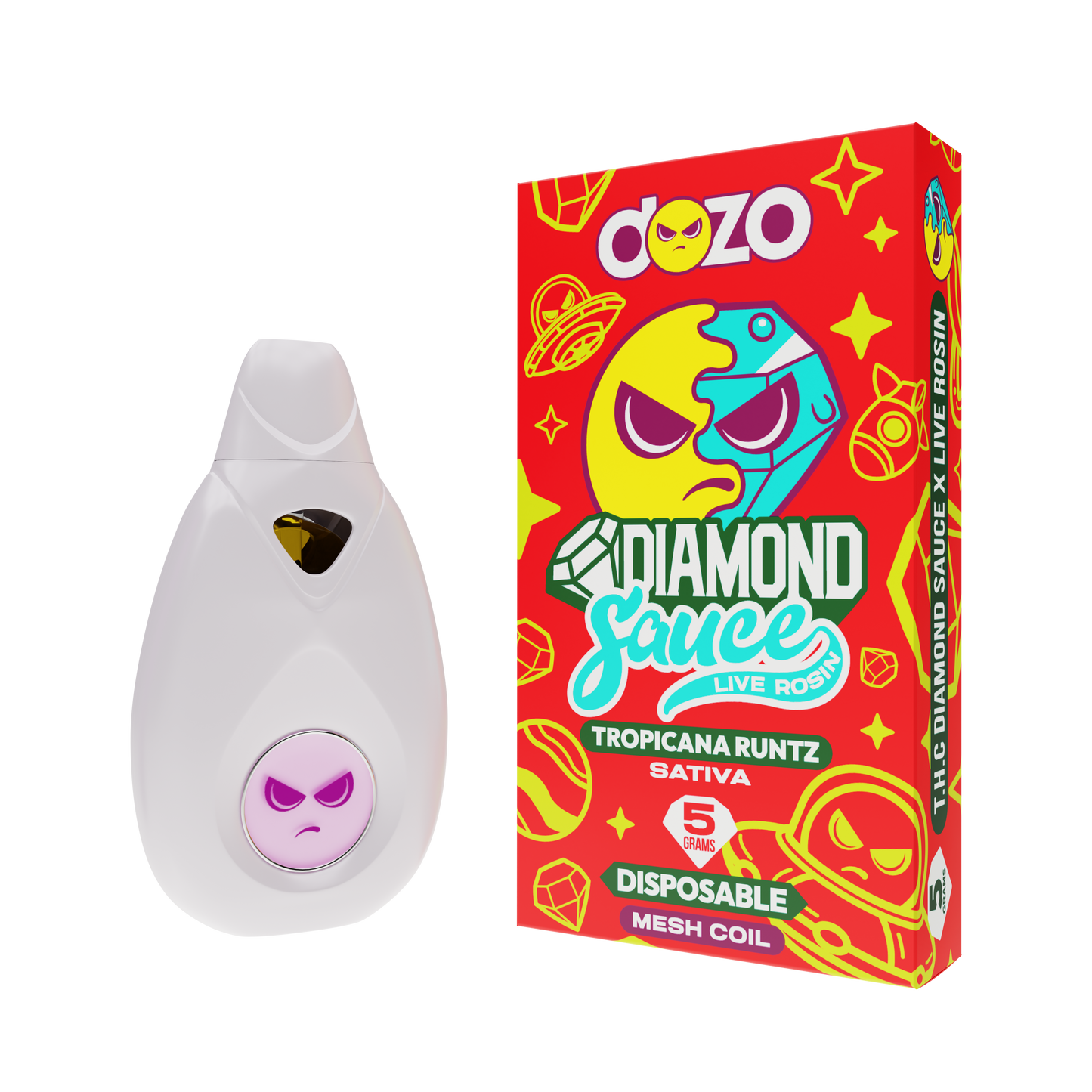 Dozo Diamond Sauce Live Rosin Tropicana Runtz Sativa 5g Disposable Vape