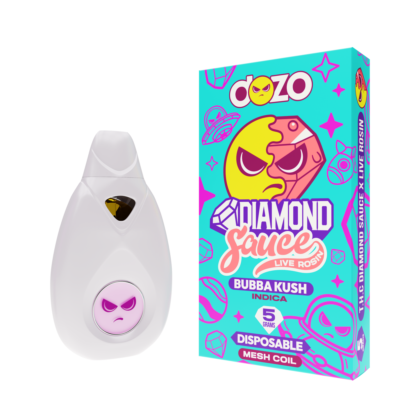 Dozo Diamond Sause Live Rosin Baba Kush Indica 5g Disposable Vape