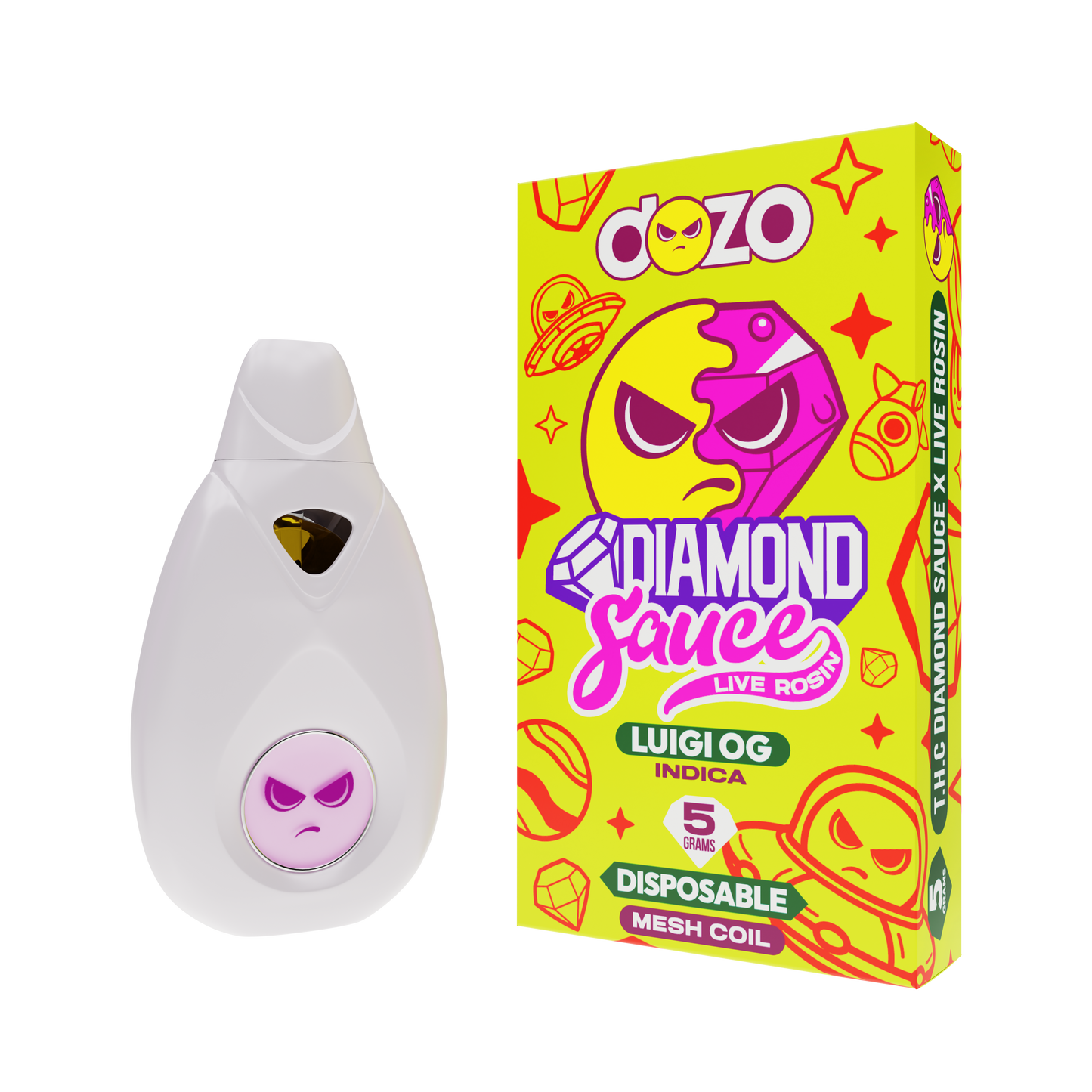 Dozo Diamond Sause Live Rosin Luigi OG Indica 5g Disposable Vape