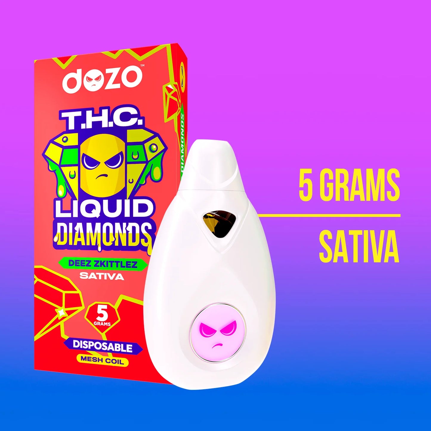 THC Liquid Diamonds Deez Zkittles Sativa 5g Disposable