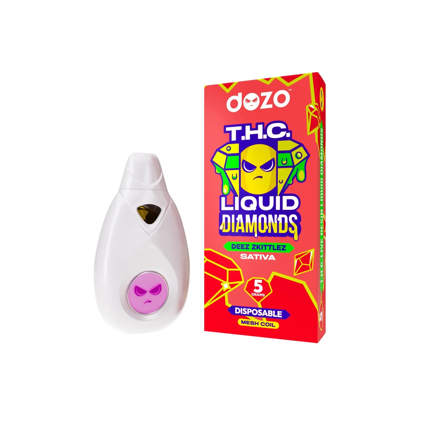 THC Liquid Diamonds Deez Zkittles Sativa 5g Disposable Vape