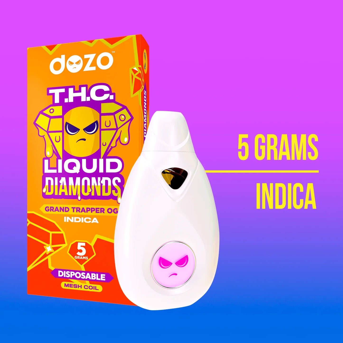 THC Liquid Diamonds Grand Trapper OG Indica 5g Disposable