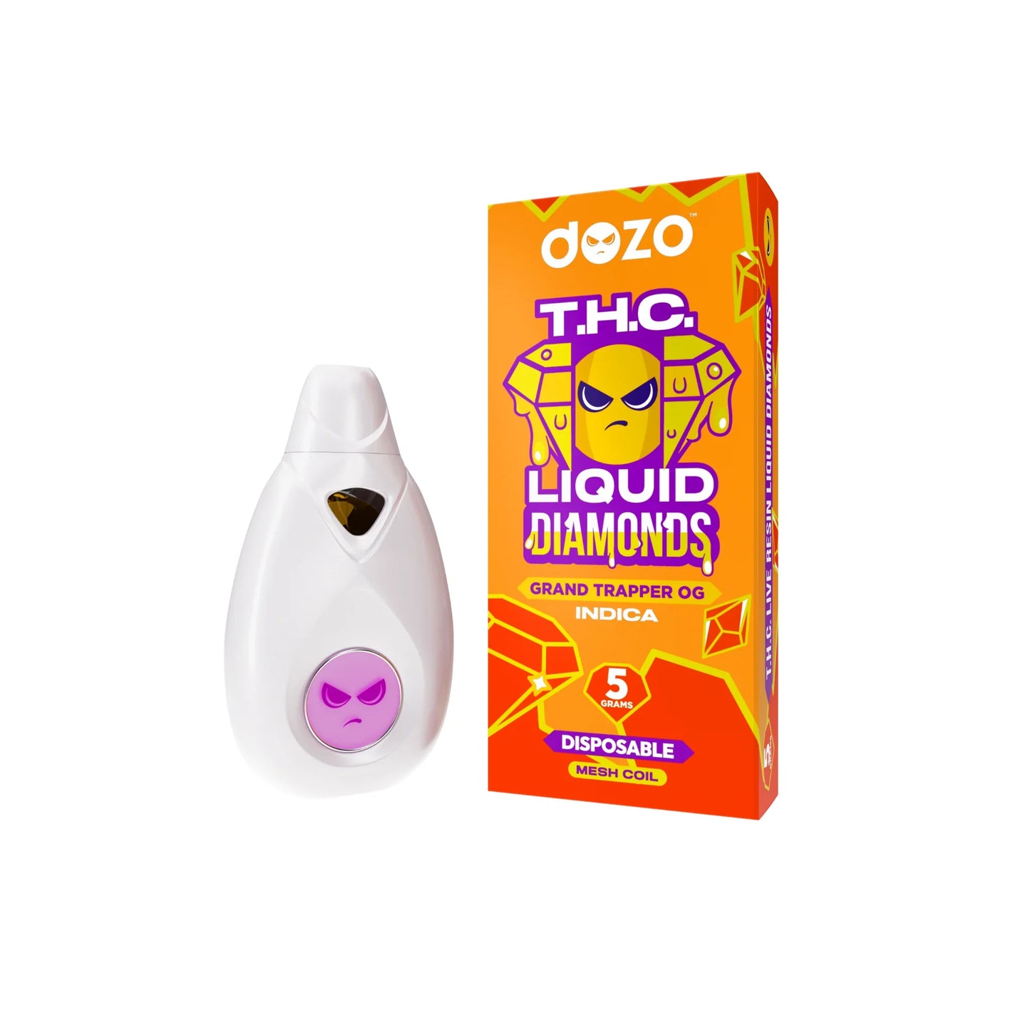 THC Liquid Diamonds Grand Trapper OG Indica 5g Disposable Vape