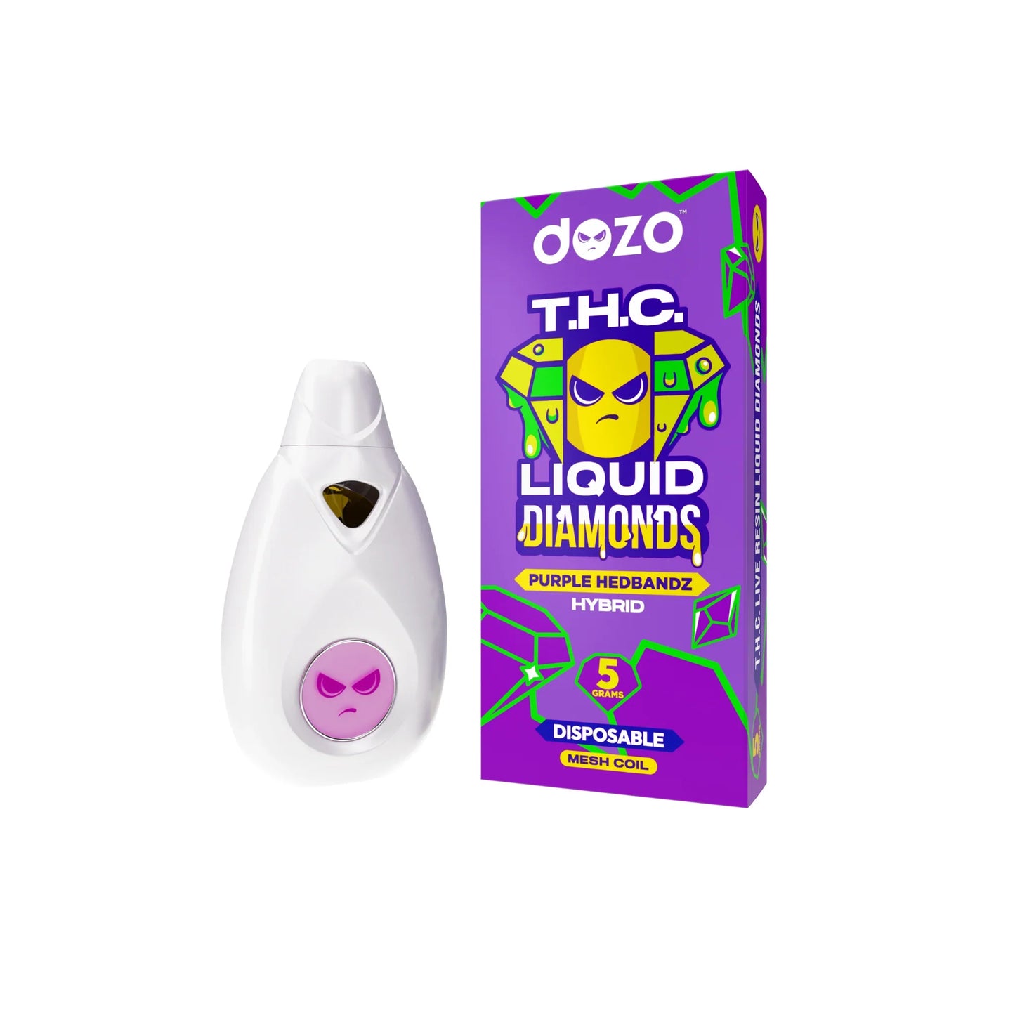 THC Liquid Diamonds Purple Headbandz Hybird 5g Disposable Vape