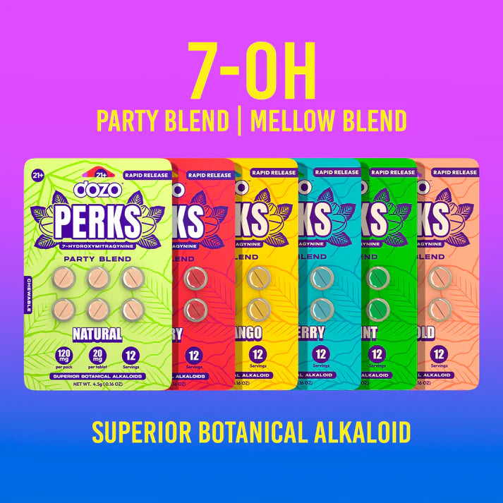 New Dozo PERKS 7-HYDROXYMITRAGYNINE | 6ct (120 mg Per Pack)