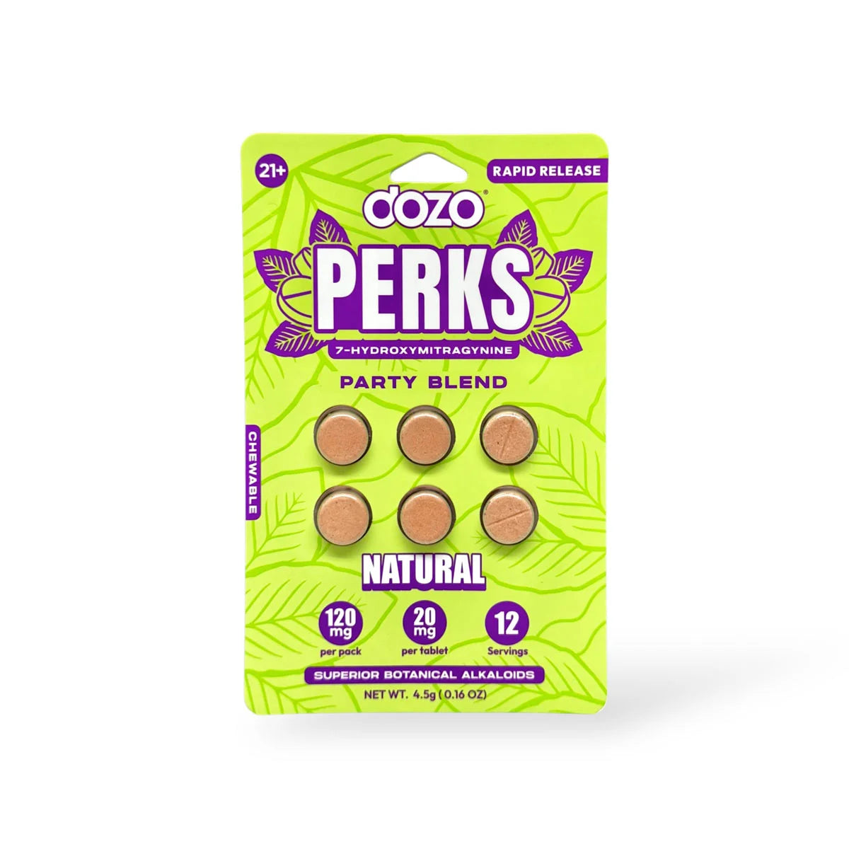 New Dozo PERKS 7-HYDROXYMITRAGYNINE | 6ct (120 mg Per Pack)