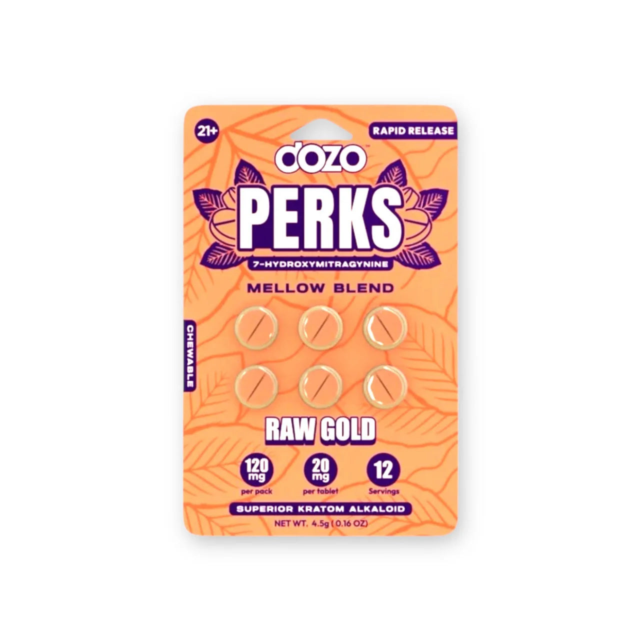 New Dozo PERKS 7-HYDROXYMITRAGYNINE | 6ct (120 mg Per Pack)